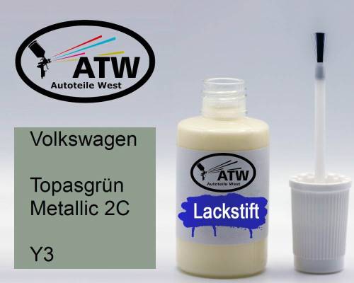 Volkswagen, Topasgrün Metallic 2C, Y3: 20ml Lackstift, von ATW Autoteile West.